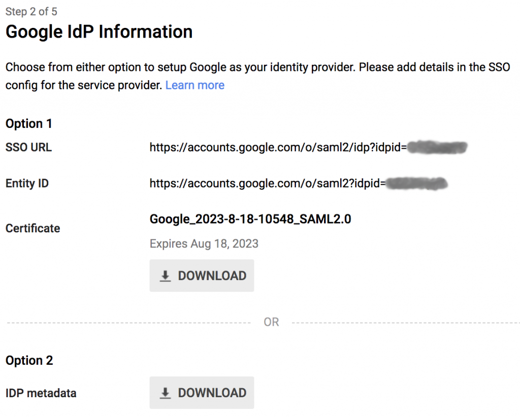 Google SAML IDP